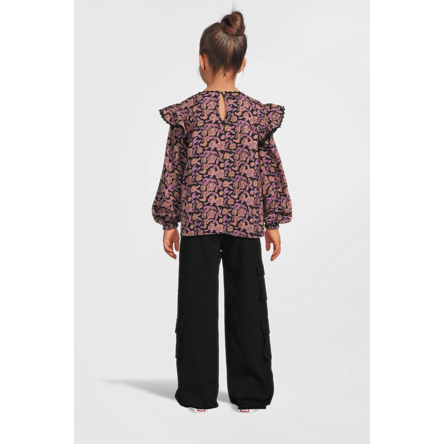 LOOXS little blouse met all over print paars