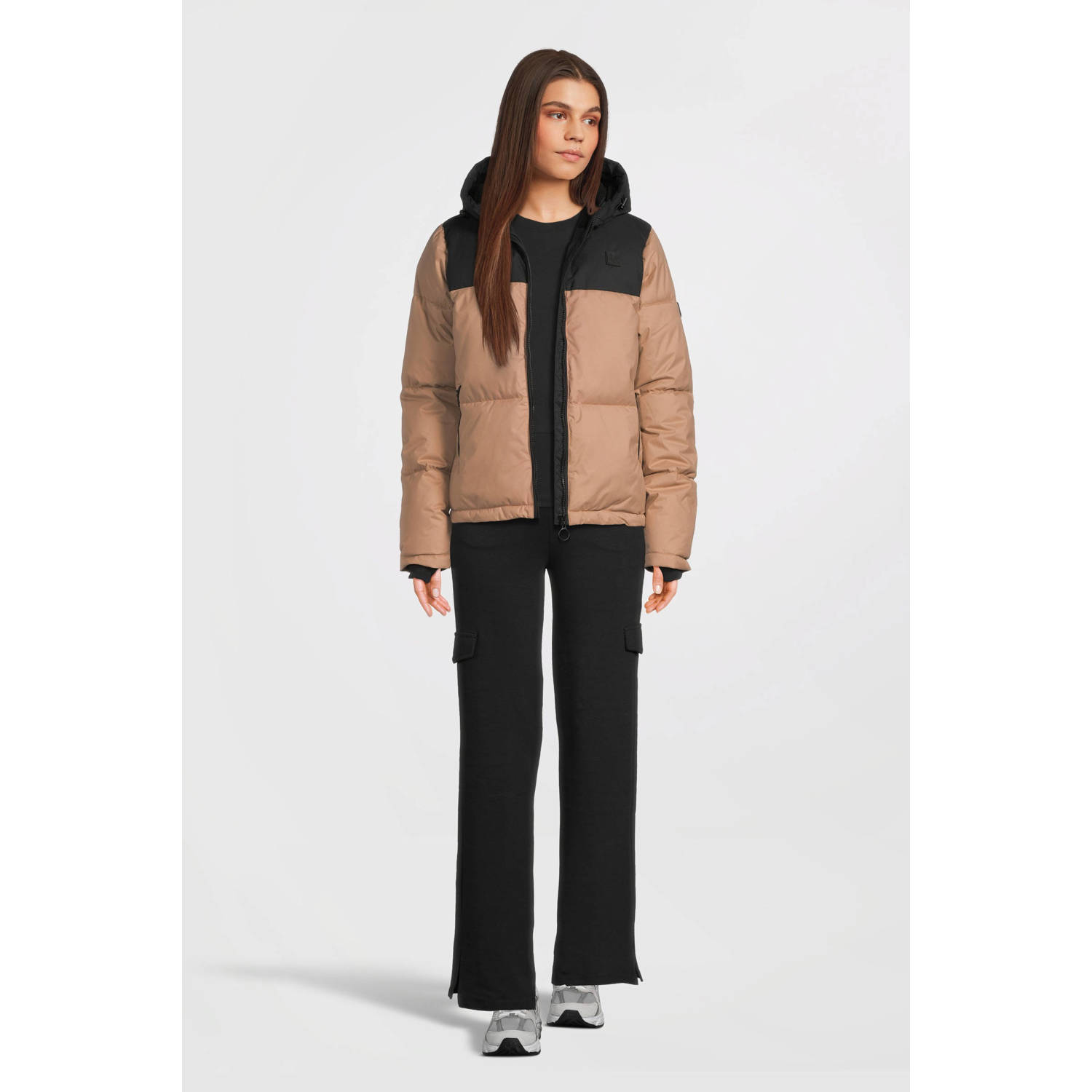 LOOXS 10sixteen gewatteerde jas beige zwart