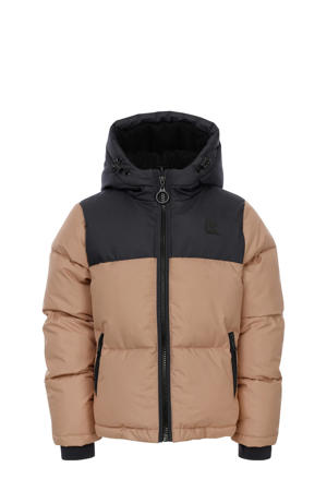 gewatteerde jas beige/zwart