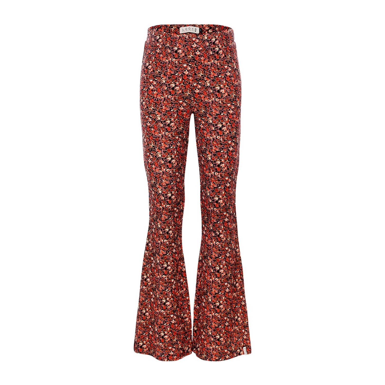 LOOXS little gebloemde flared broek oranje Meisjes Polyester Bloemen 122