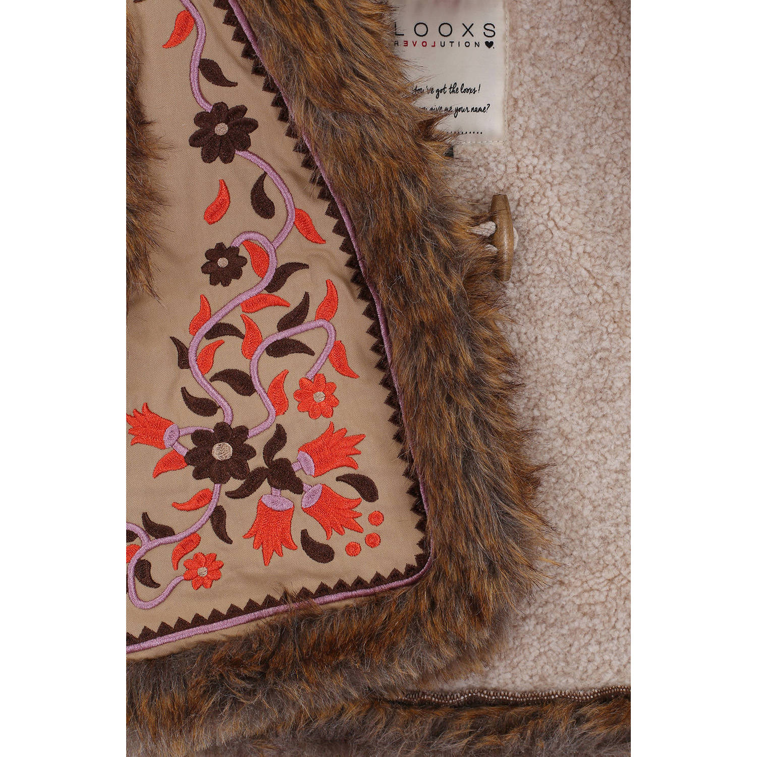 LOOXS little imitatiebont gilet met printopdruk bruin