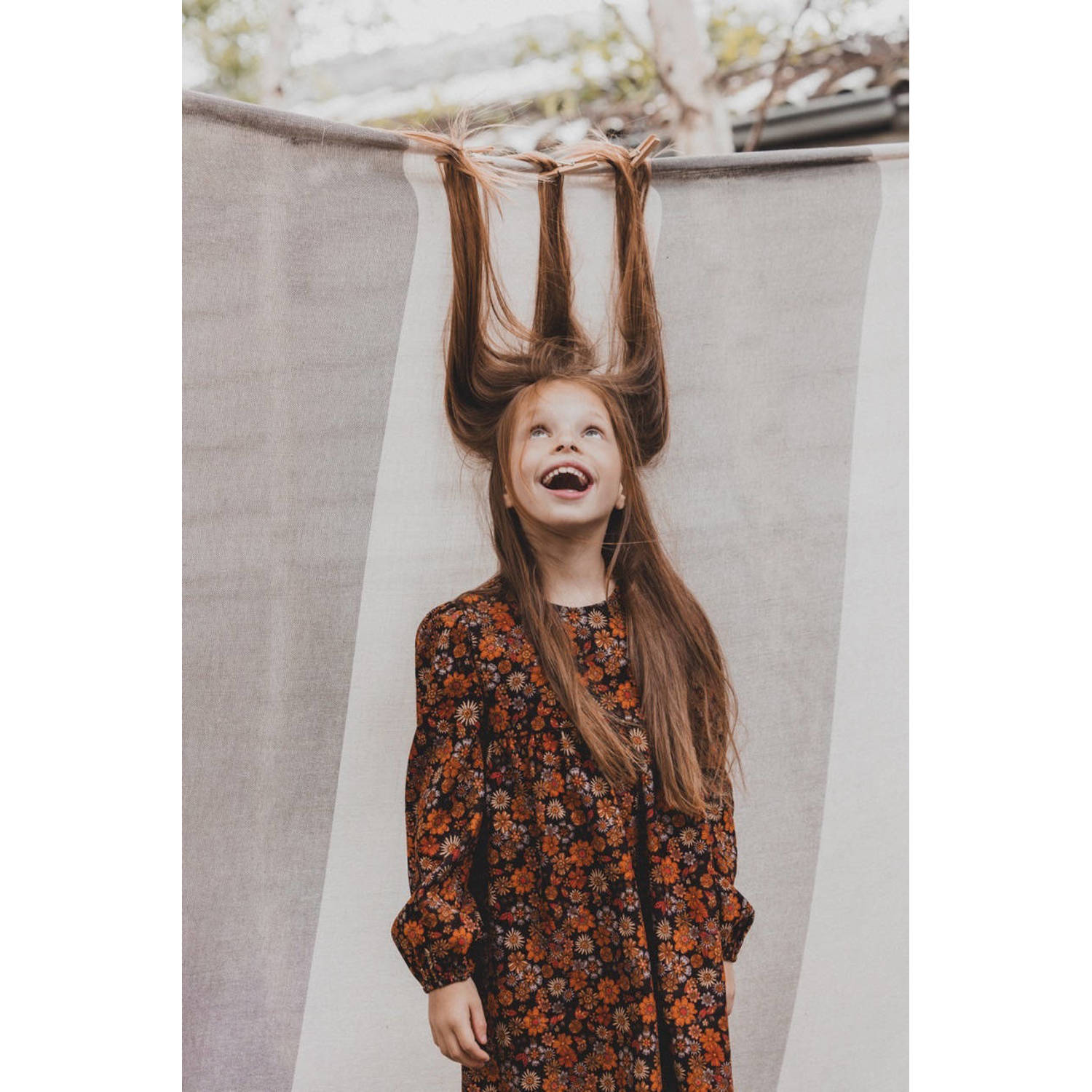 LOOXS little gebloemde corduroy jurk oranje