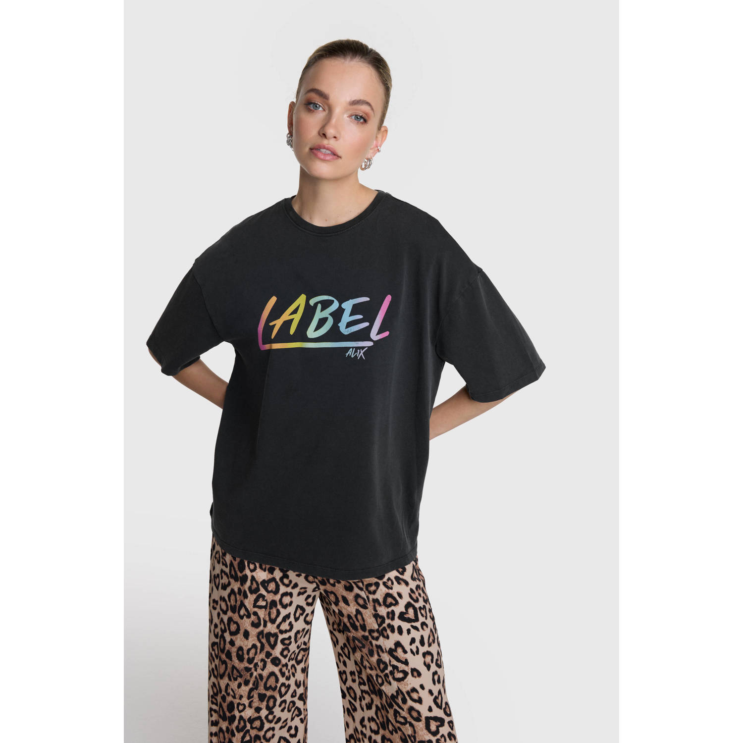 Alix the Label T-shirt met printopdruk grijs