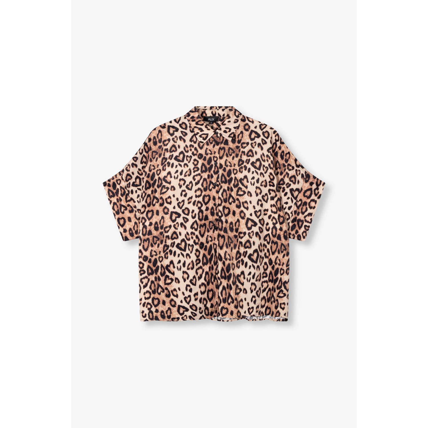 Alix the Label blouse met panterprint bruin zwart