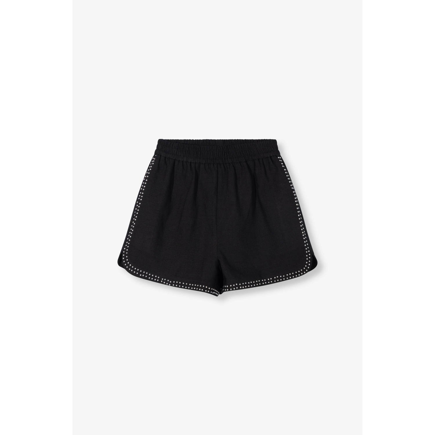 ALIX THE LABEL Dames Broeken Ladies Woven Studs Short Zwart