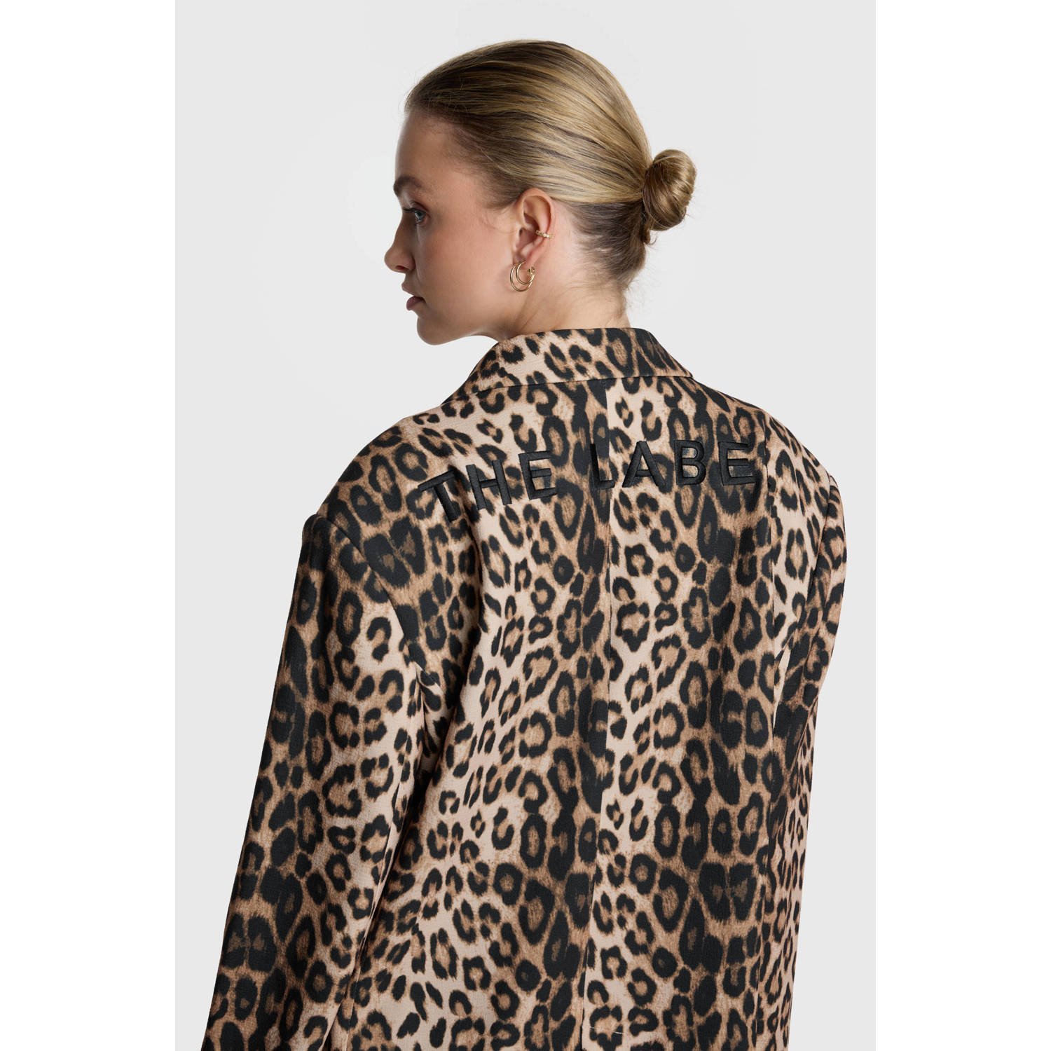 Alix the Label oversized blazer met panterprint bruin zwart