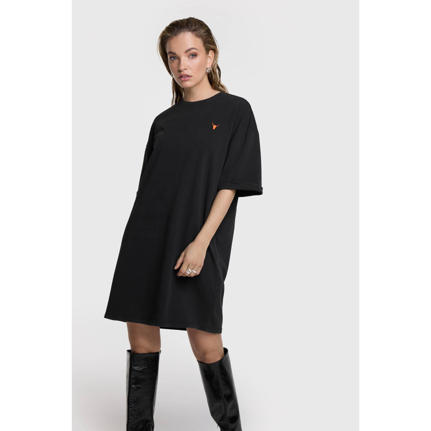 Alix the Label sweatjurk zwart oranje