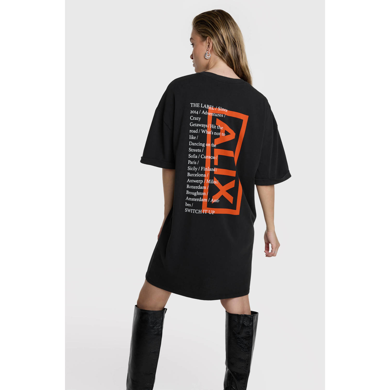 Alix the Label sweatjurk zwart oranje