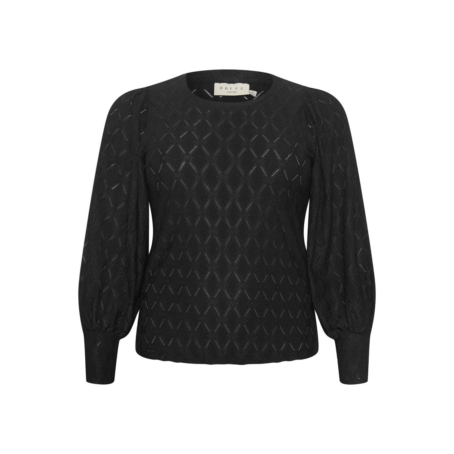 Kaffe Curve Elegante Kant Blouse Zwart Diep Black Dames