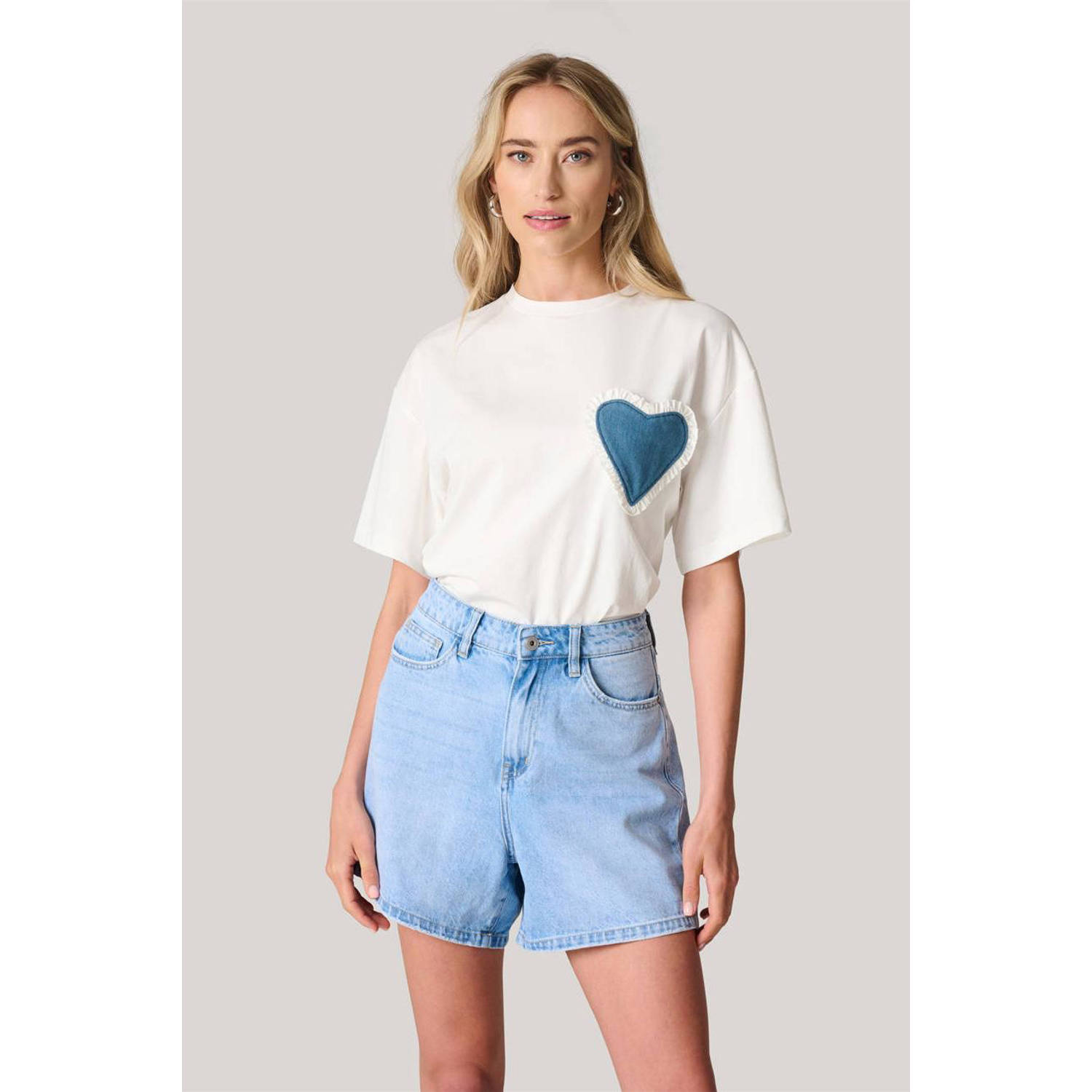 Shoeby high waist regular fit short light blue denim