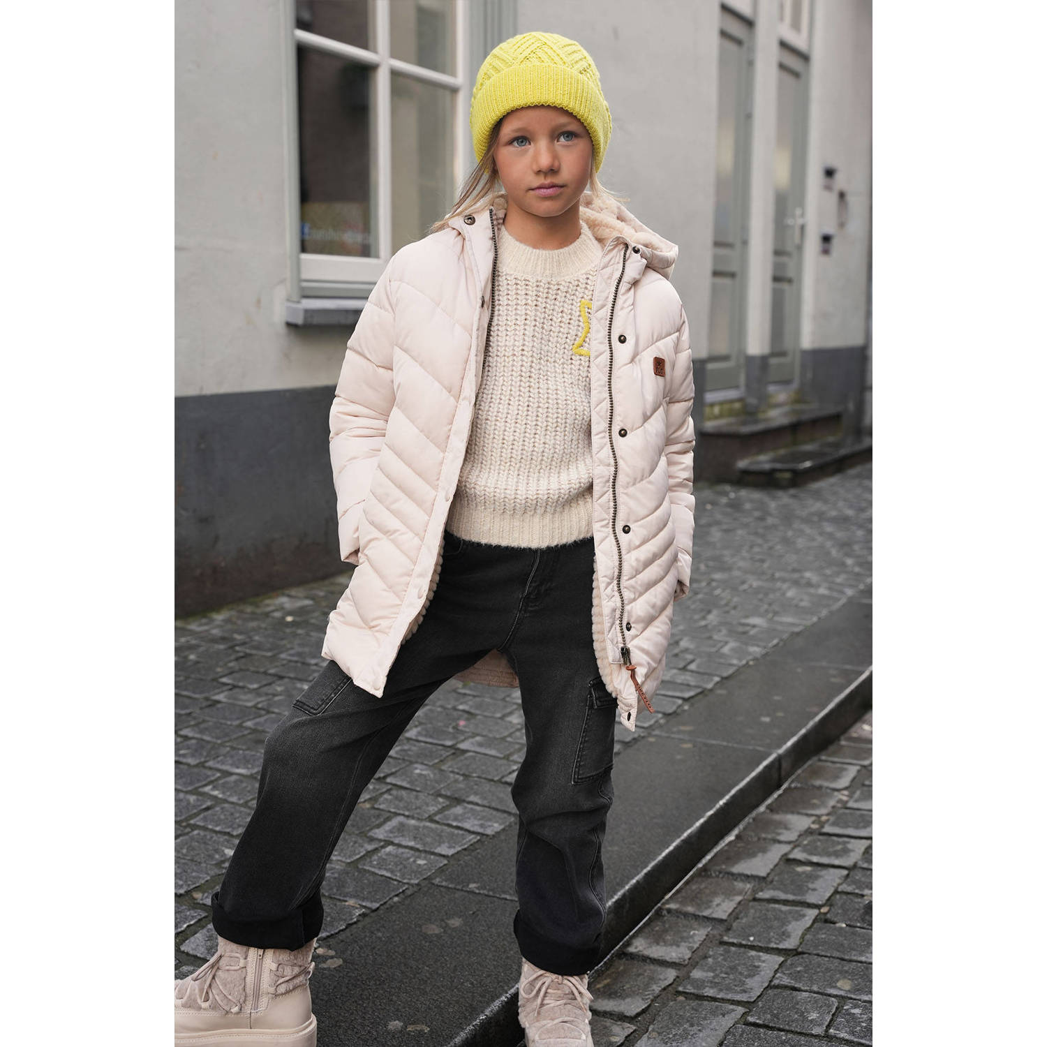 Like Flo quilted gewatteerde winterjas Alina lichtbeige