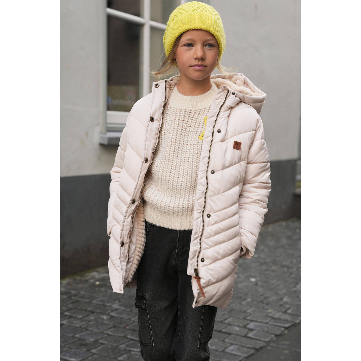 Like Flo quilted gewatteerde winterjas Alina lichtbeige