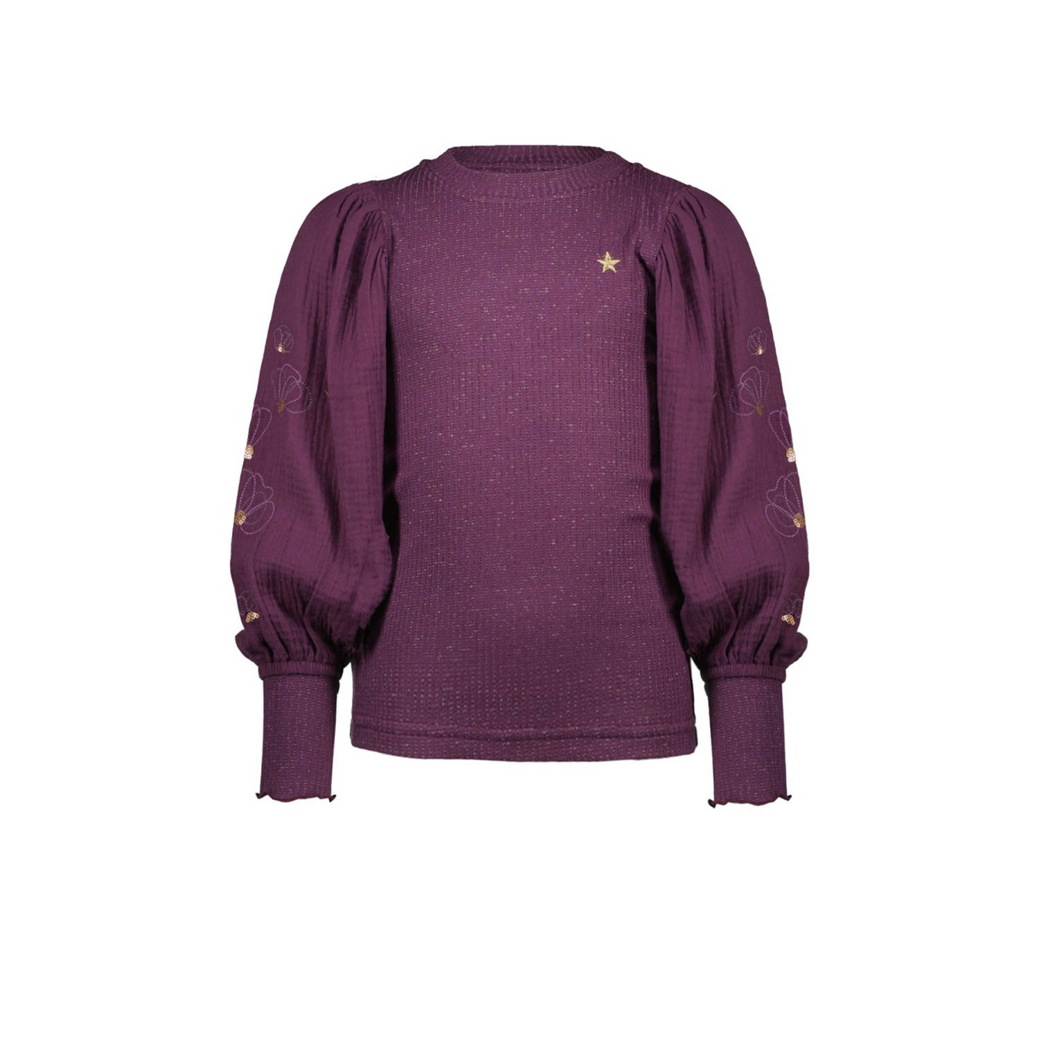 Like Flo top Charlene met borduursels paars
