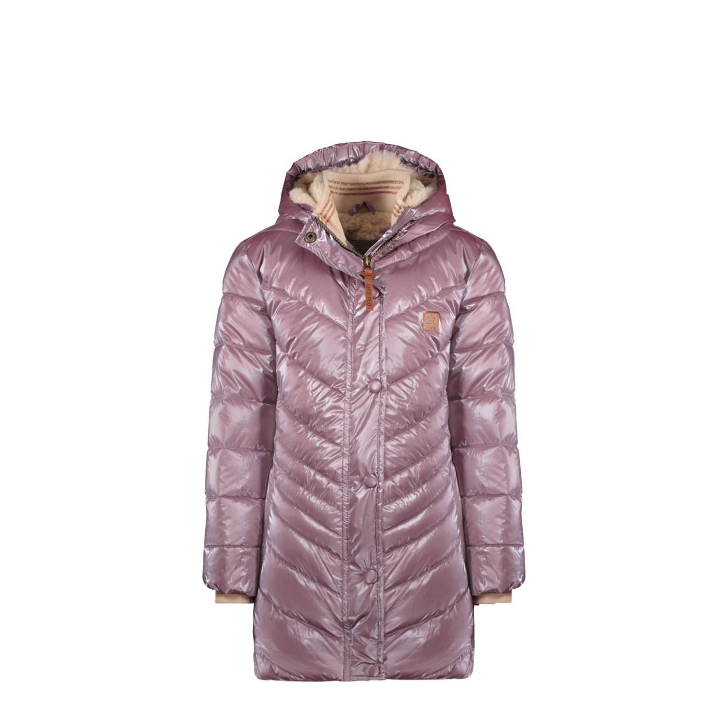 Like Flo quilted gewatteerde winterjas Alina metallic warm roze Meisjes Polyamide Capuchon 122 128