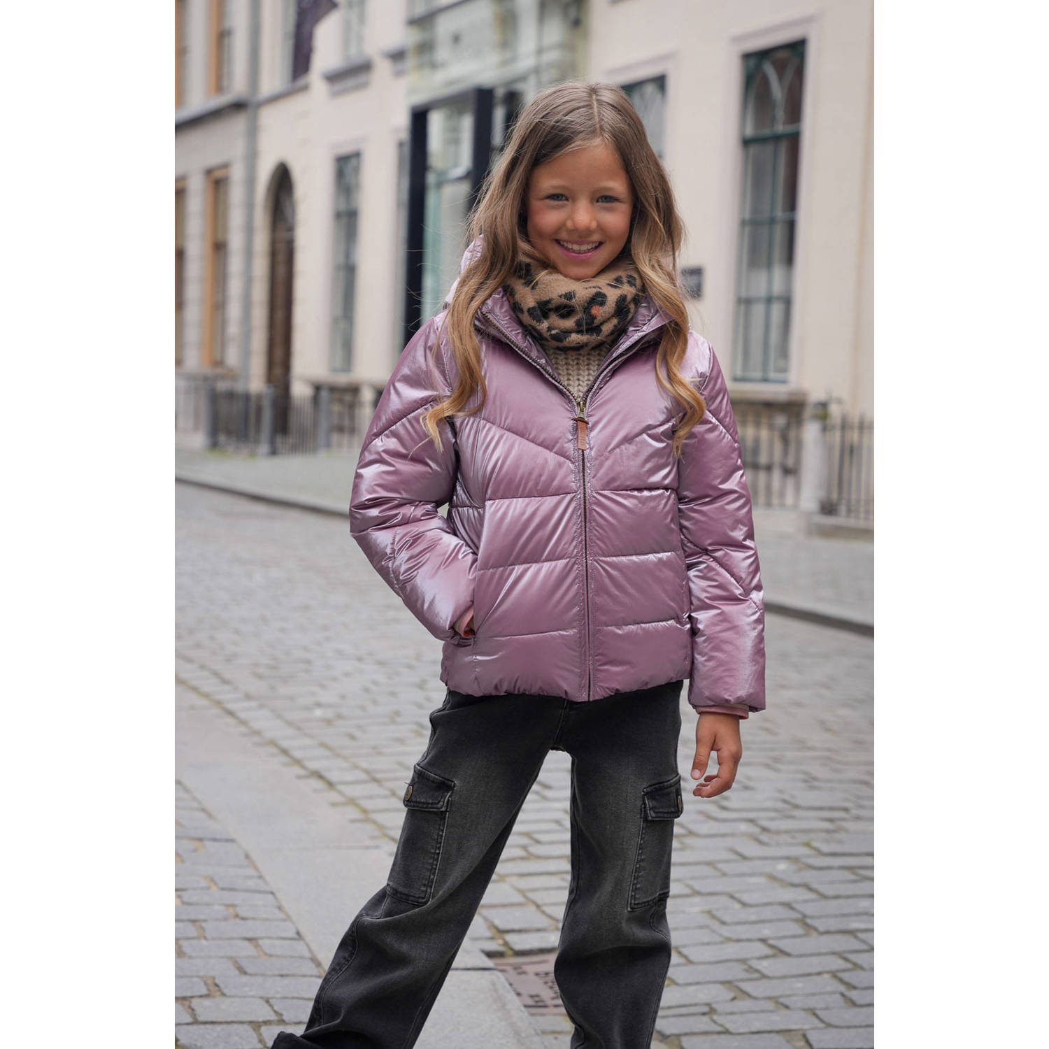 Like Flo quilted gewatteerde winterjas Ashley metallic warm roze