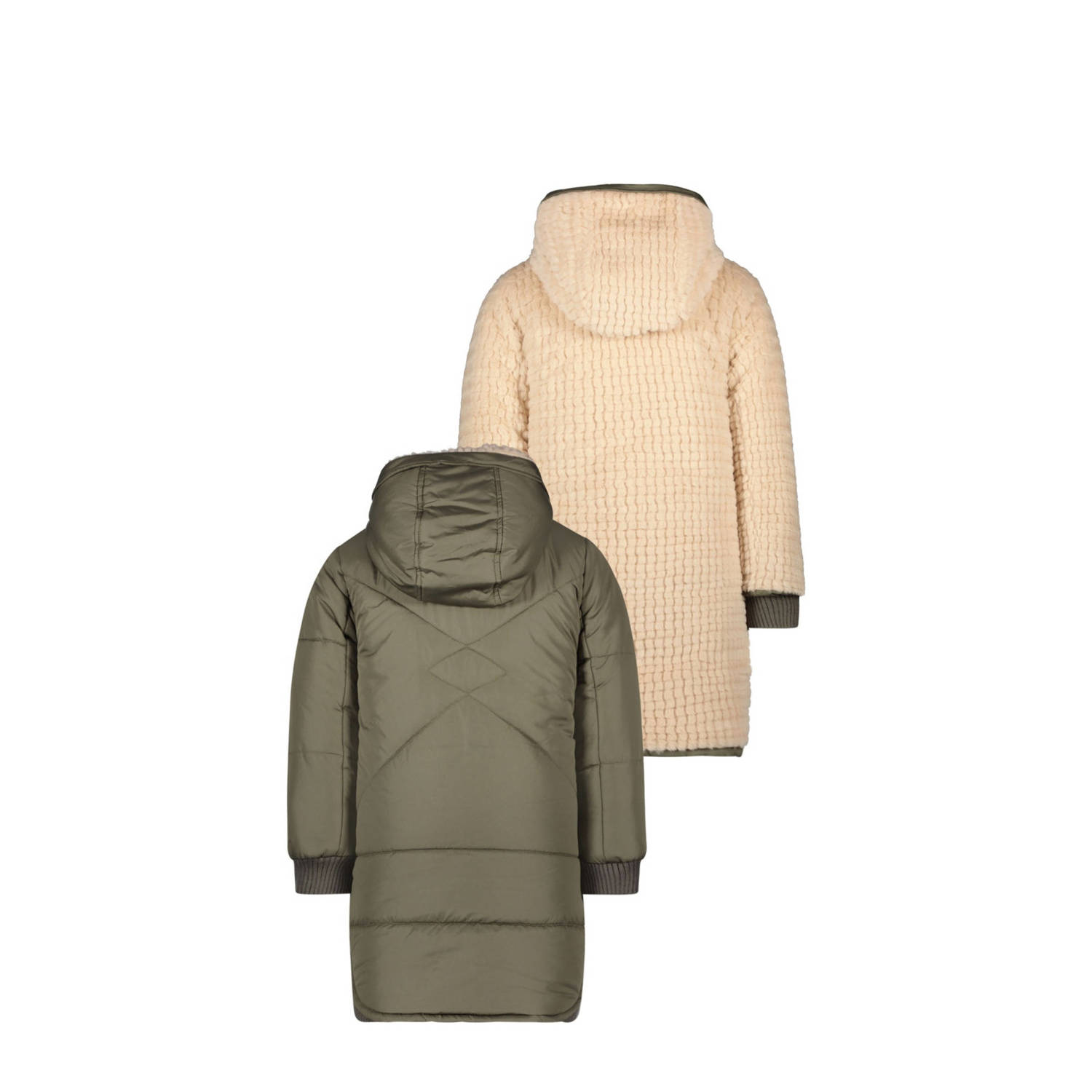 Like Flo reversible gewatteerde winterjas Ariana armygroen beige