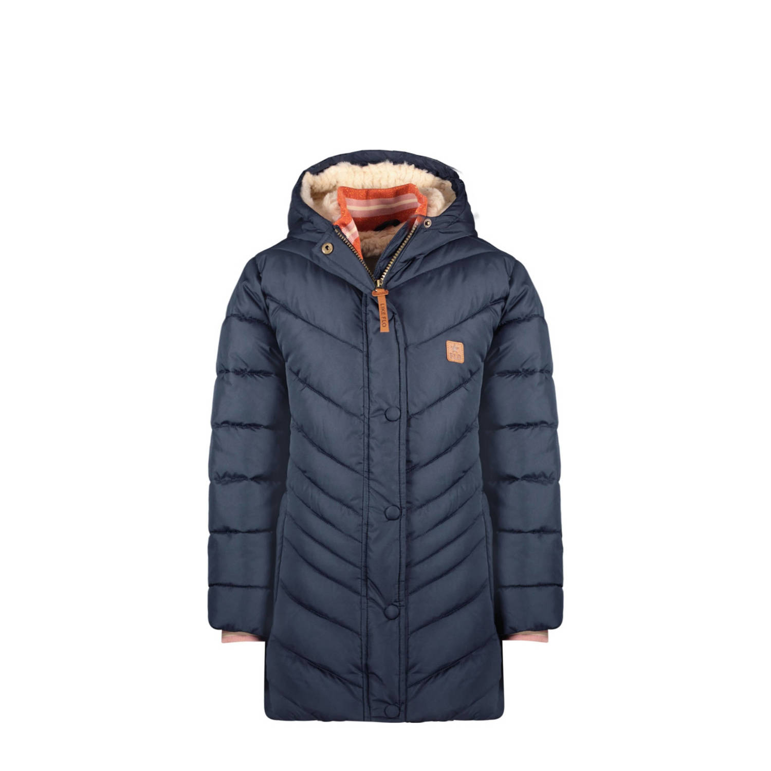 Like Flo quilted gewatteerde winterjas Alina donkerblauw Meisjes Polyamide Capuchon 134 140