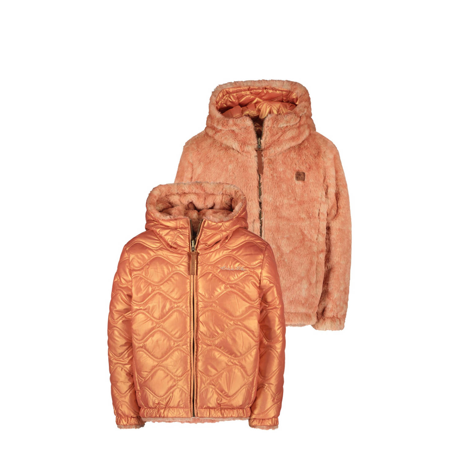 Like Flo reversible gewatteerde winterjas Aimee oranje beige