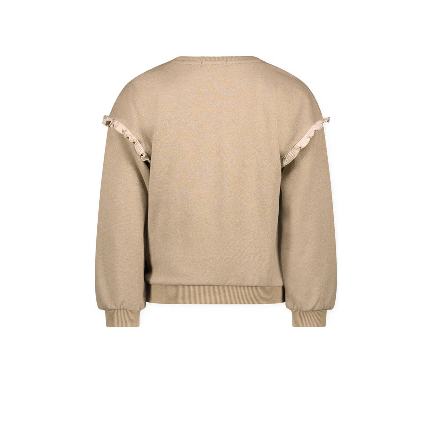 Like Flo sweater Danee met tekst en pailletten beige