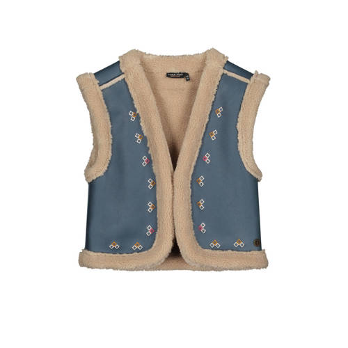 Like Flo gilet Dewi met borduursels blauw/ecru afbeelding