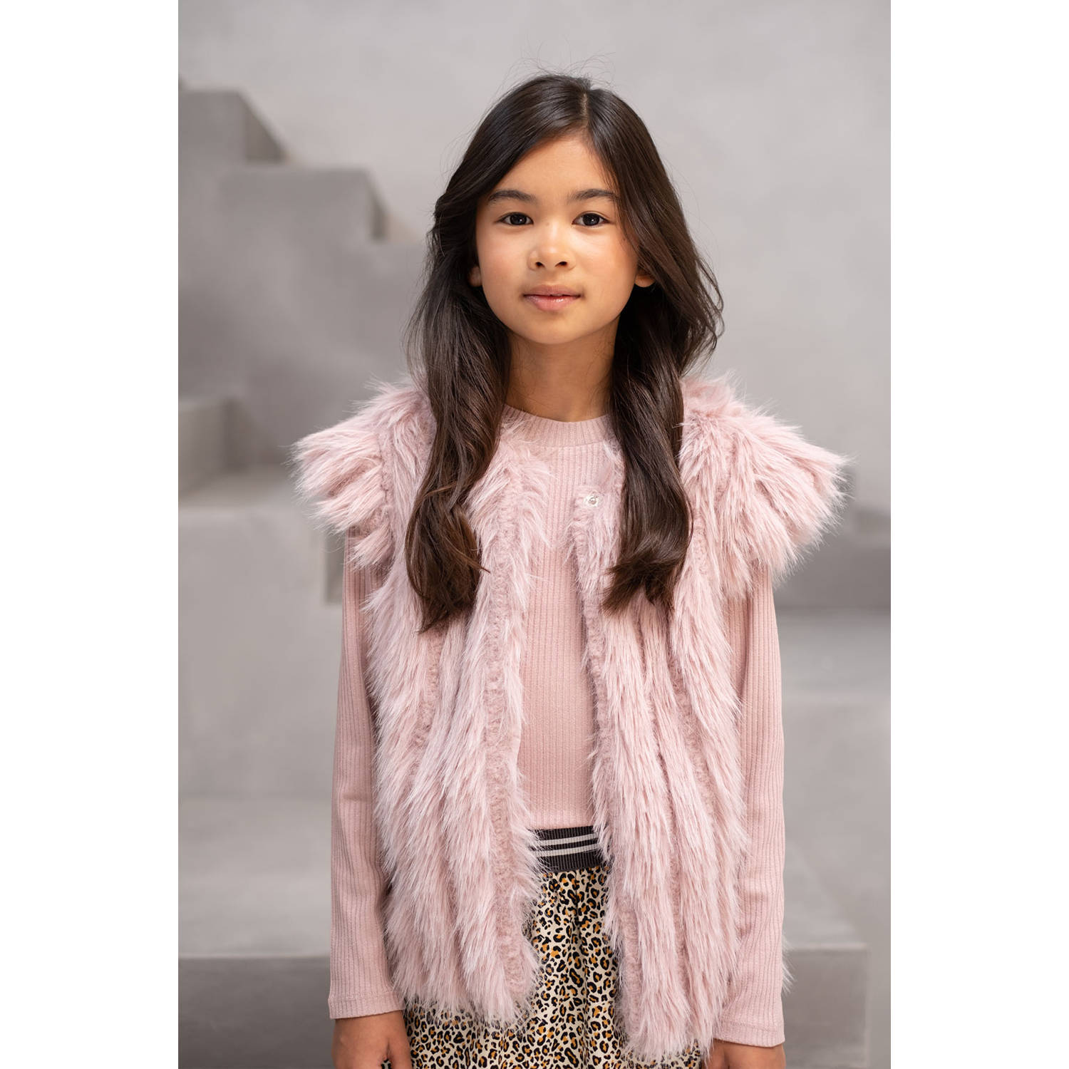 Like Flo imitatiebont gilet Doutze oudroze