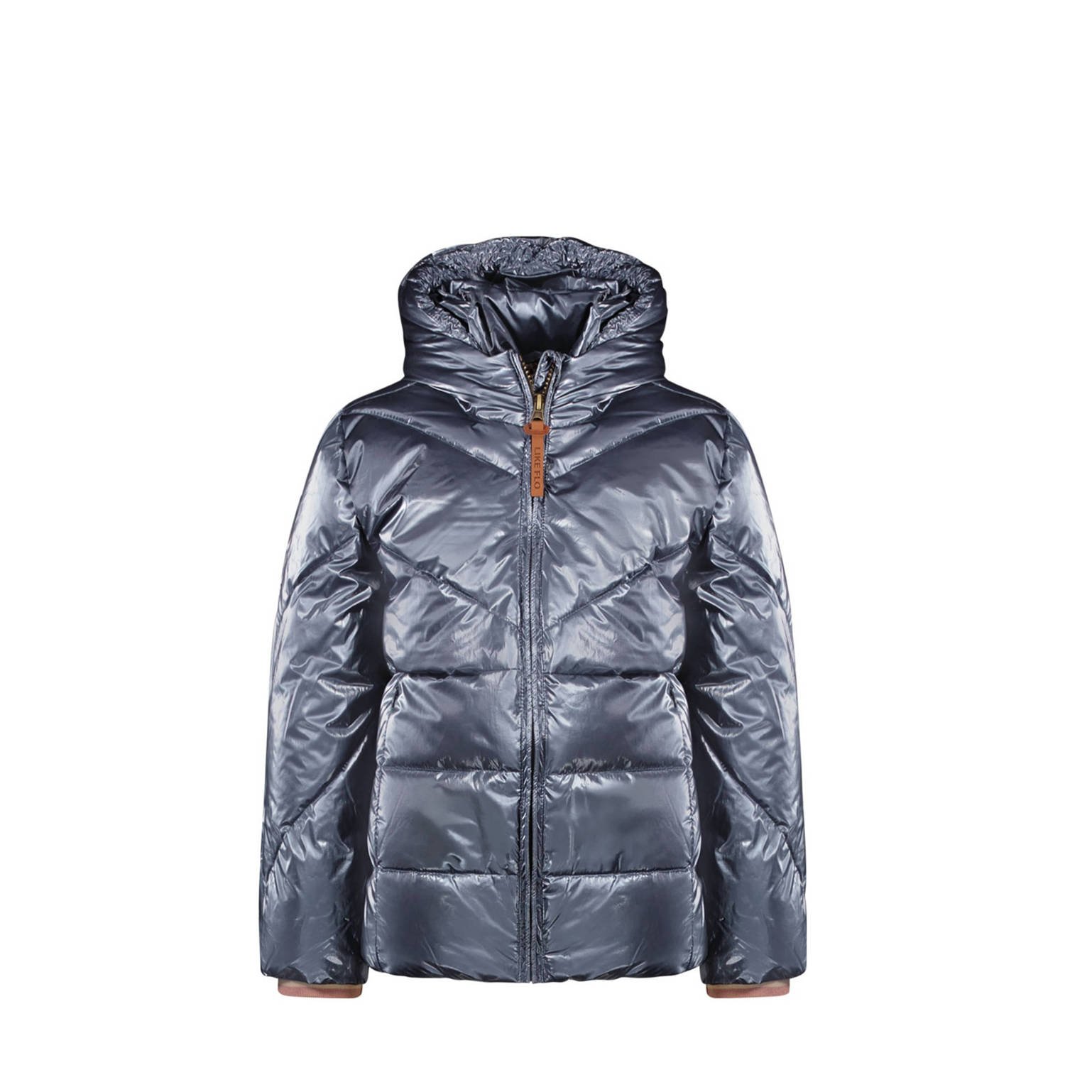 Like Flo quilted gewatteerde winterjas Ashley donkerblauw metallic Meisjes Polyamide Capuchon 122 128