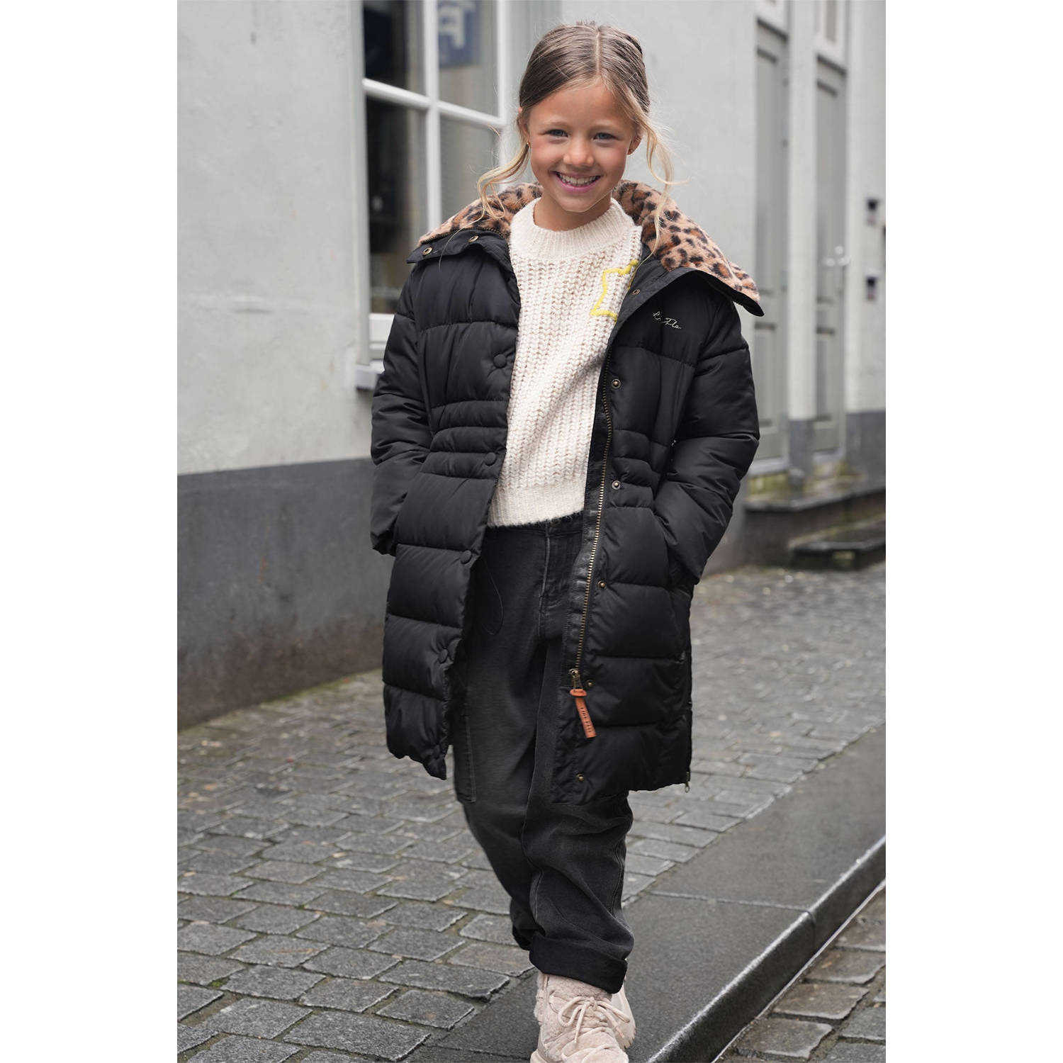 Like Flo gewatteerde winterjas Abby antraciet