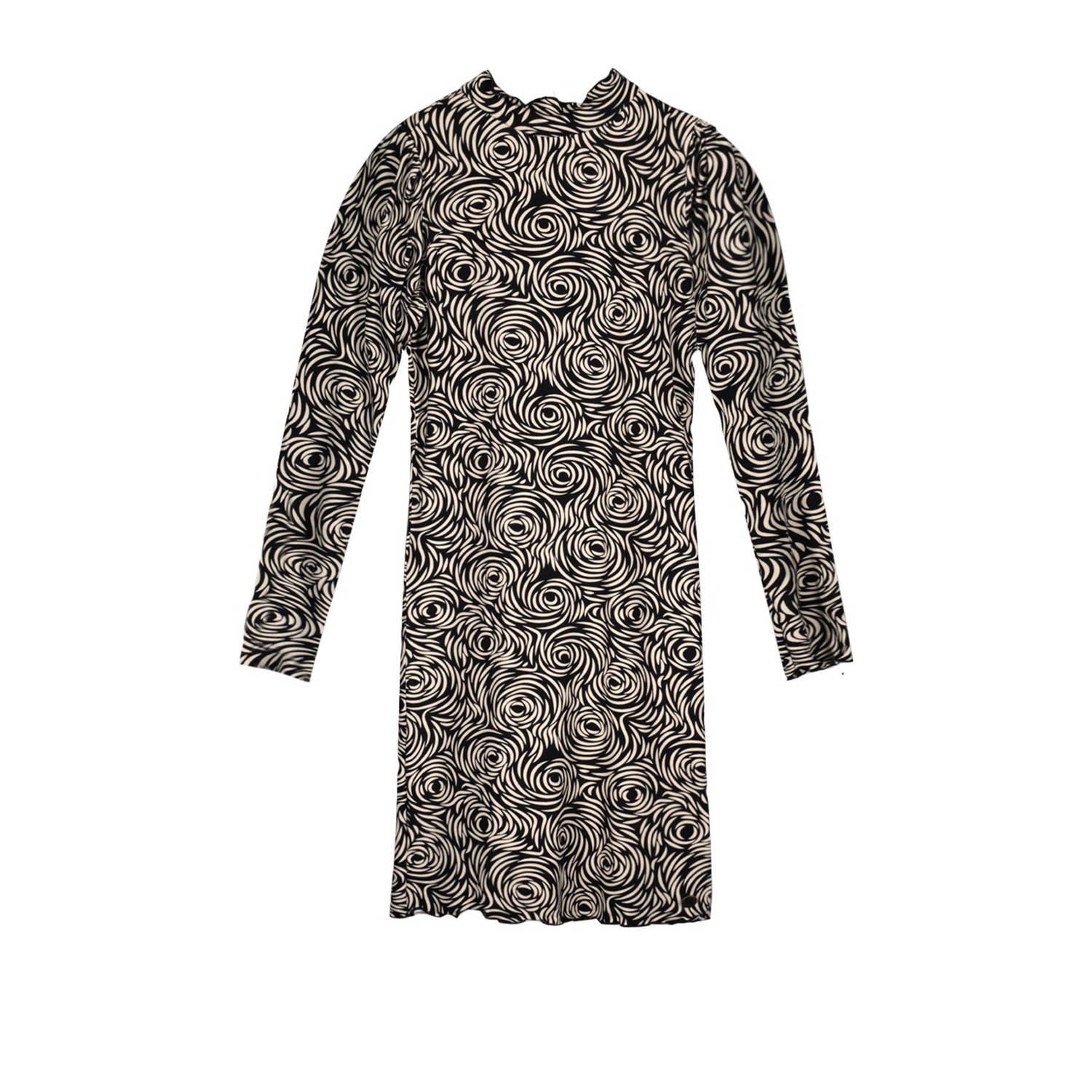 Like Flo Young jurk Monai met all over print antraciet wit