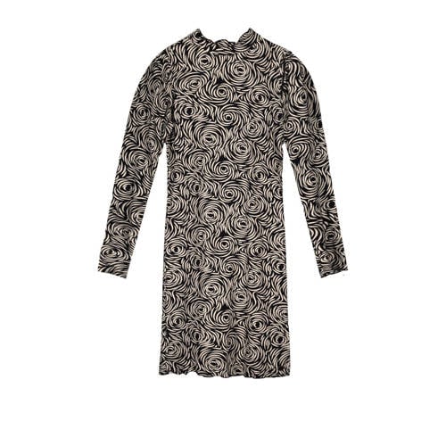 Like Flo Young jurk Monai met all over print antraciet/wit afbeelding