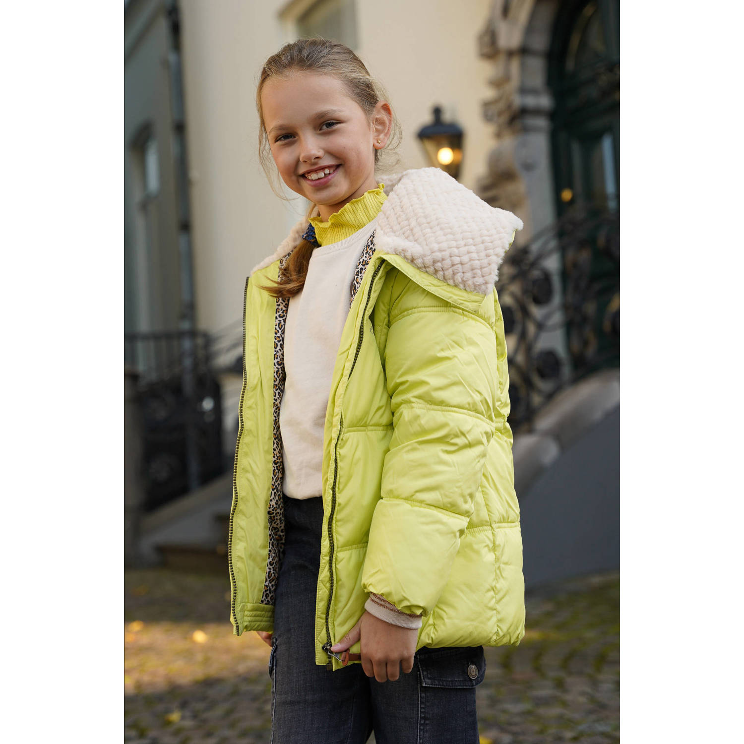 Like Flo quilted gewatteerde winterjas Amaya felgeel beige