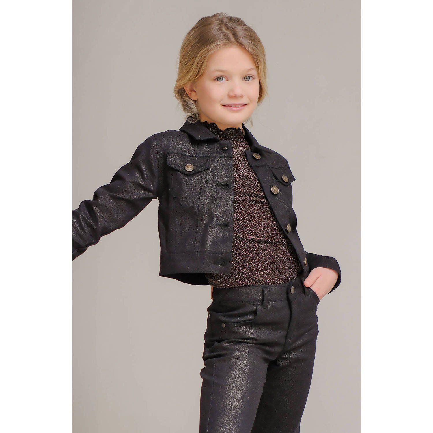 Like Flo top Elena met glitters bruin goud