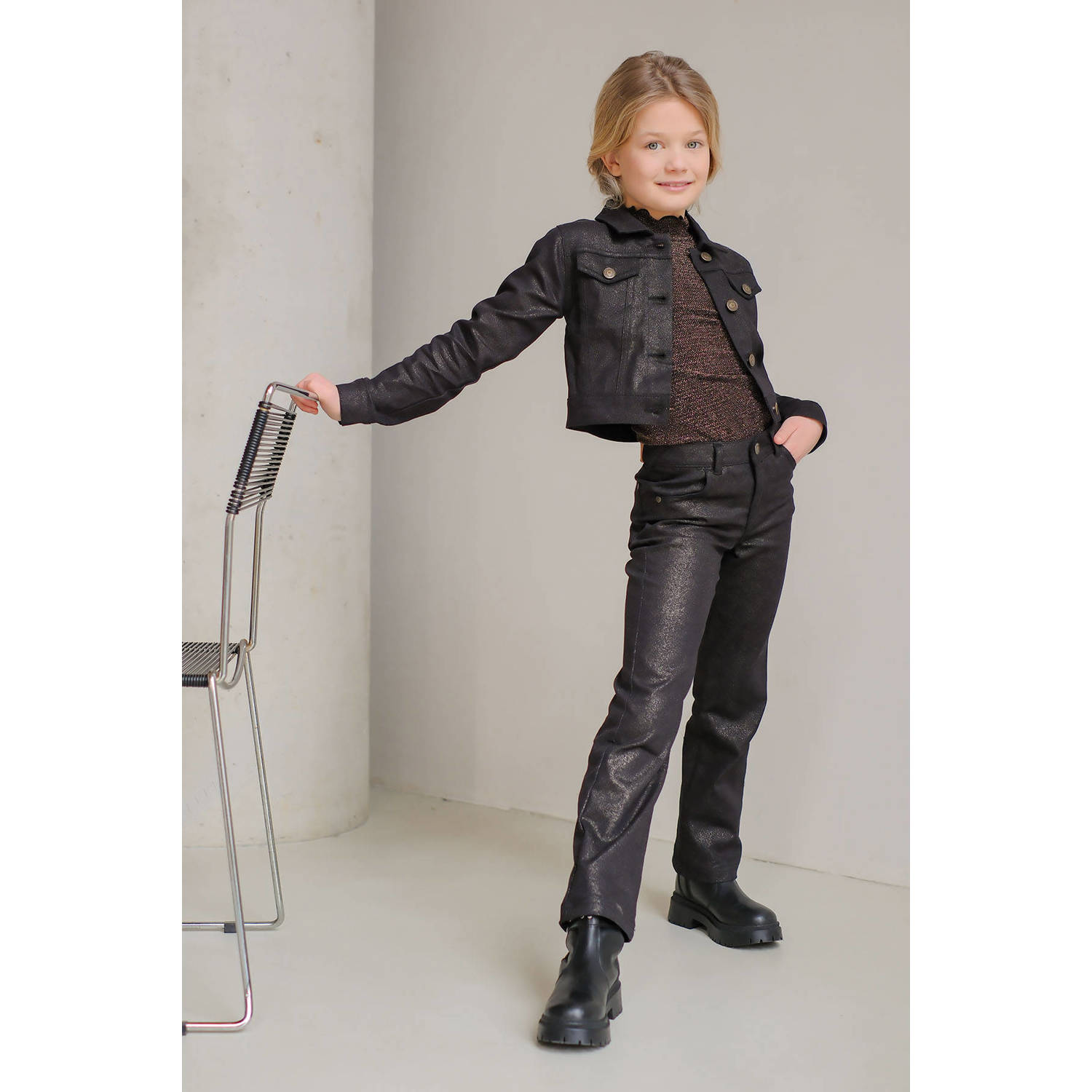 Like Flo coated straight leg jeans Fine gold denim