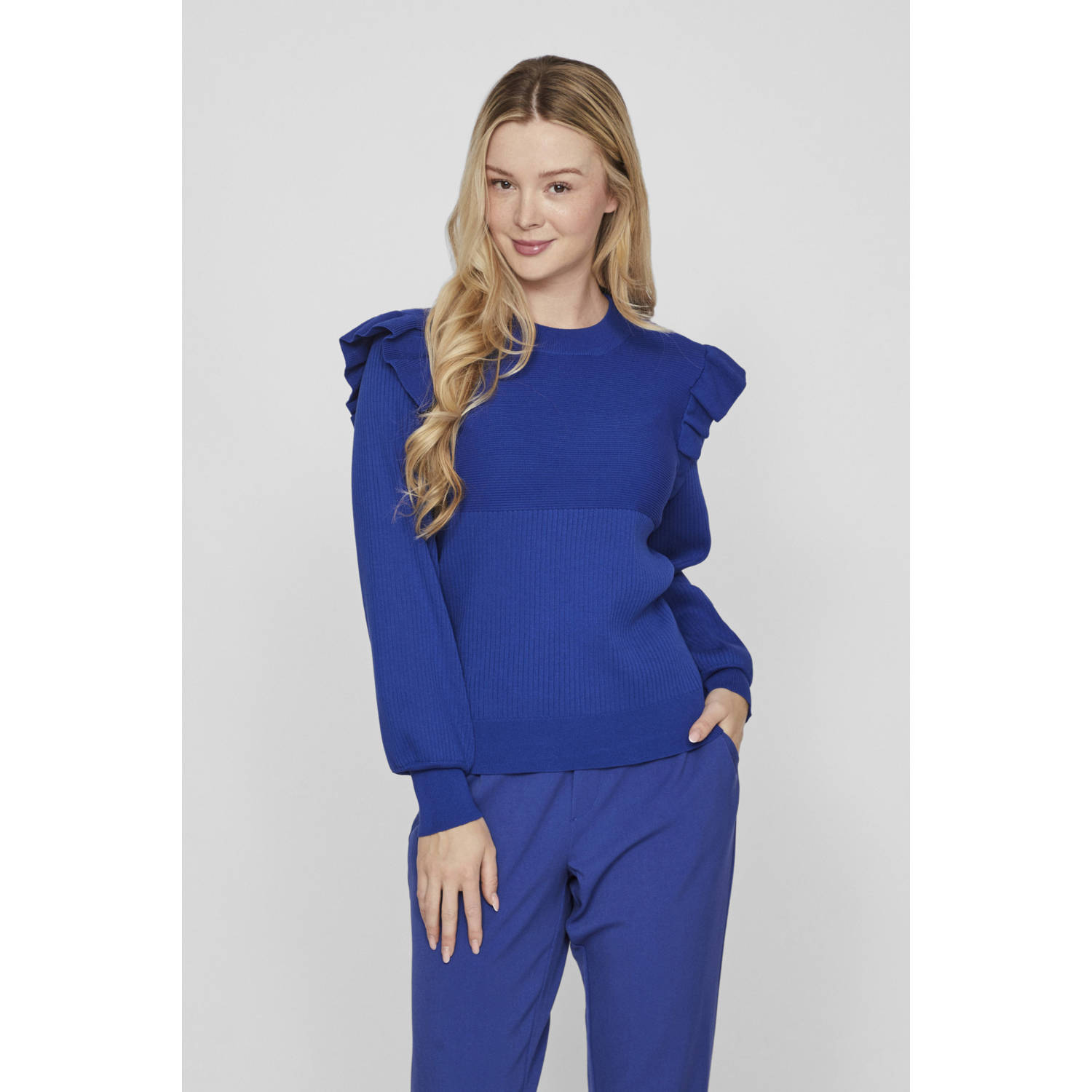 VILA gebreide trui blauw