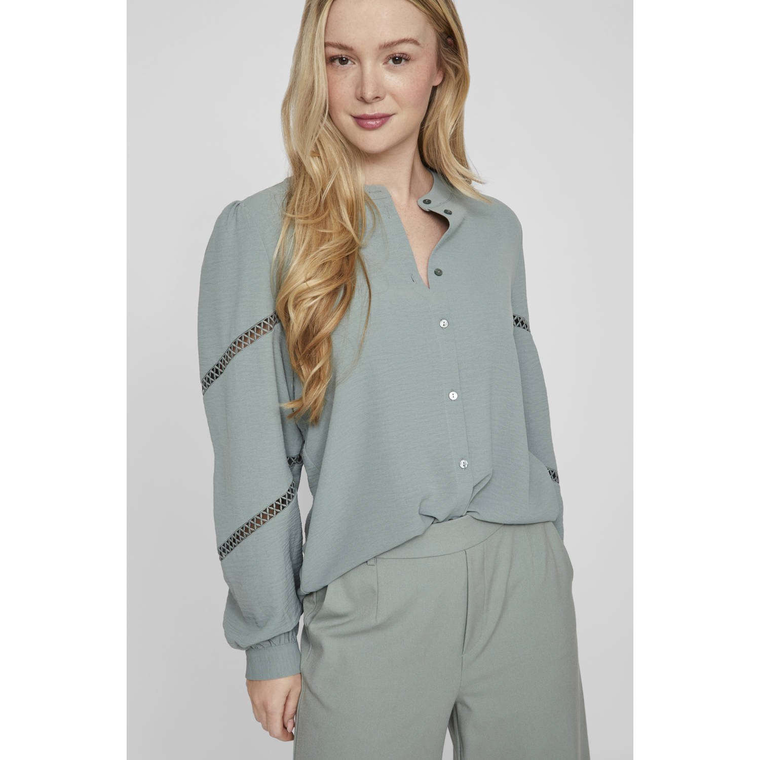 VILA blouse VIJACKIE grijsgroen
