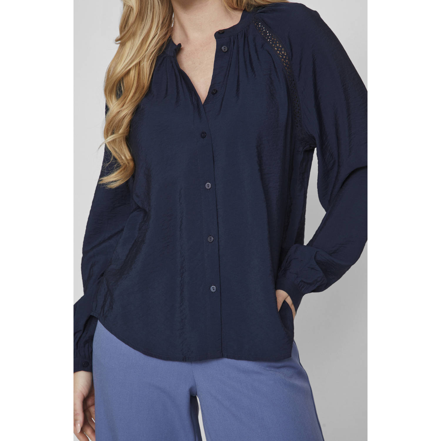 VILA blouse VIDOGMA donkerblauw