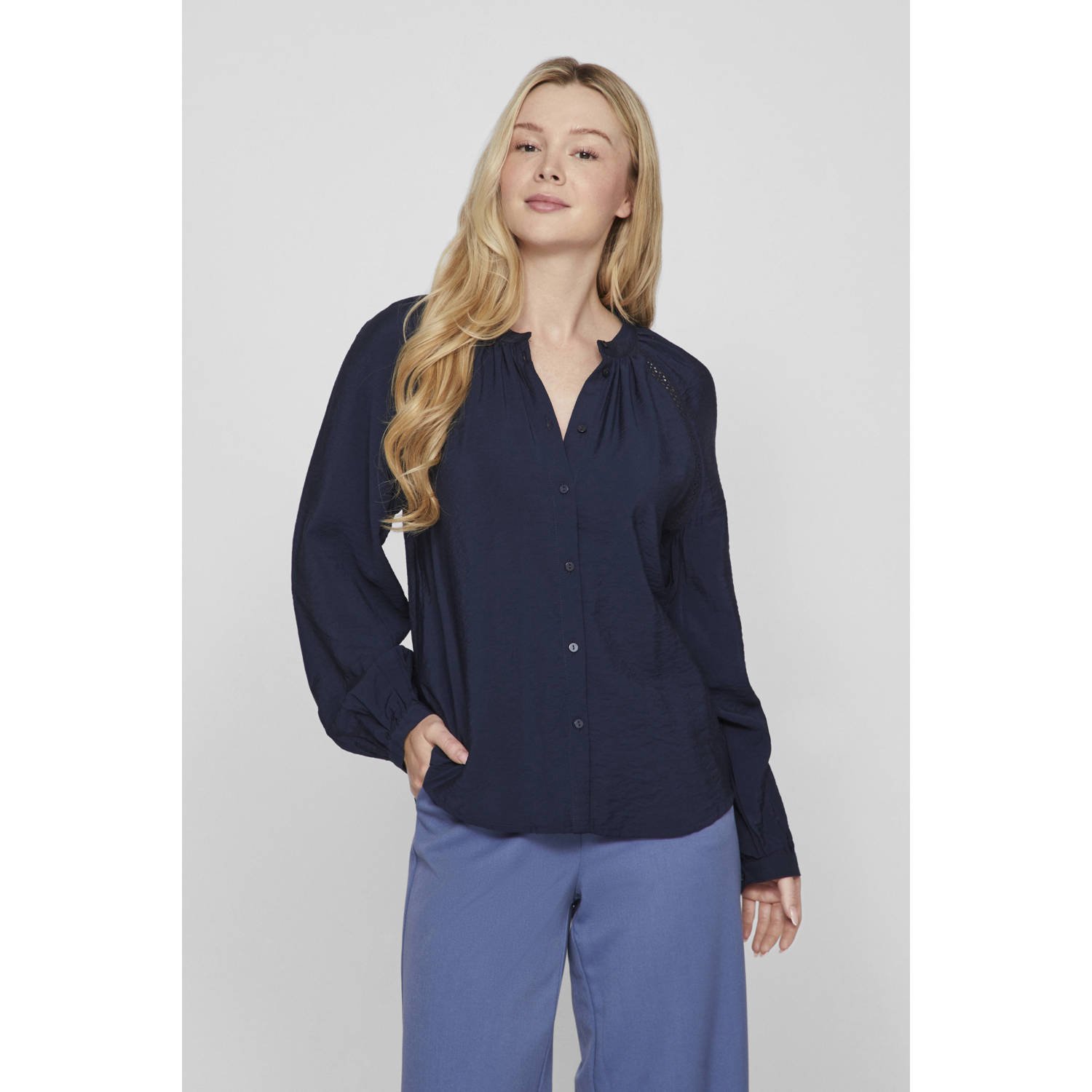 VILA blouse VIDOGMA donkerblauw