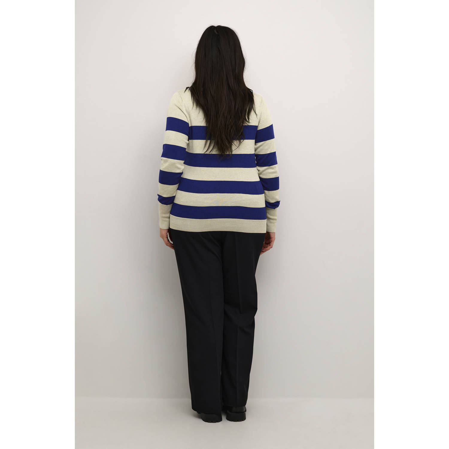Kaffe Curve gestreepte top KClizzy ecru blauw