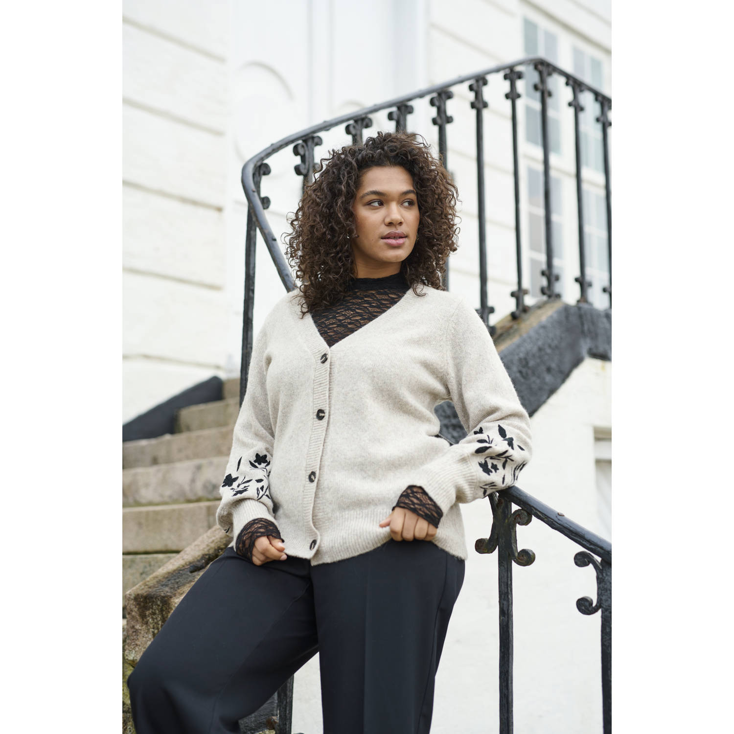 Kaffe Curve semi-transparante top KCjolina zwart