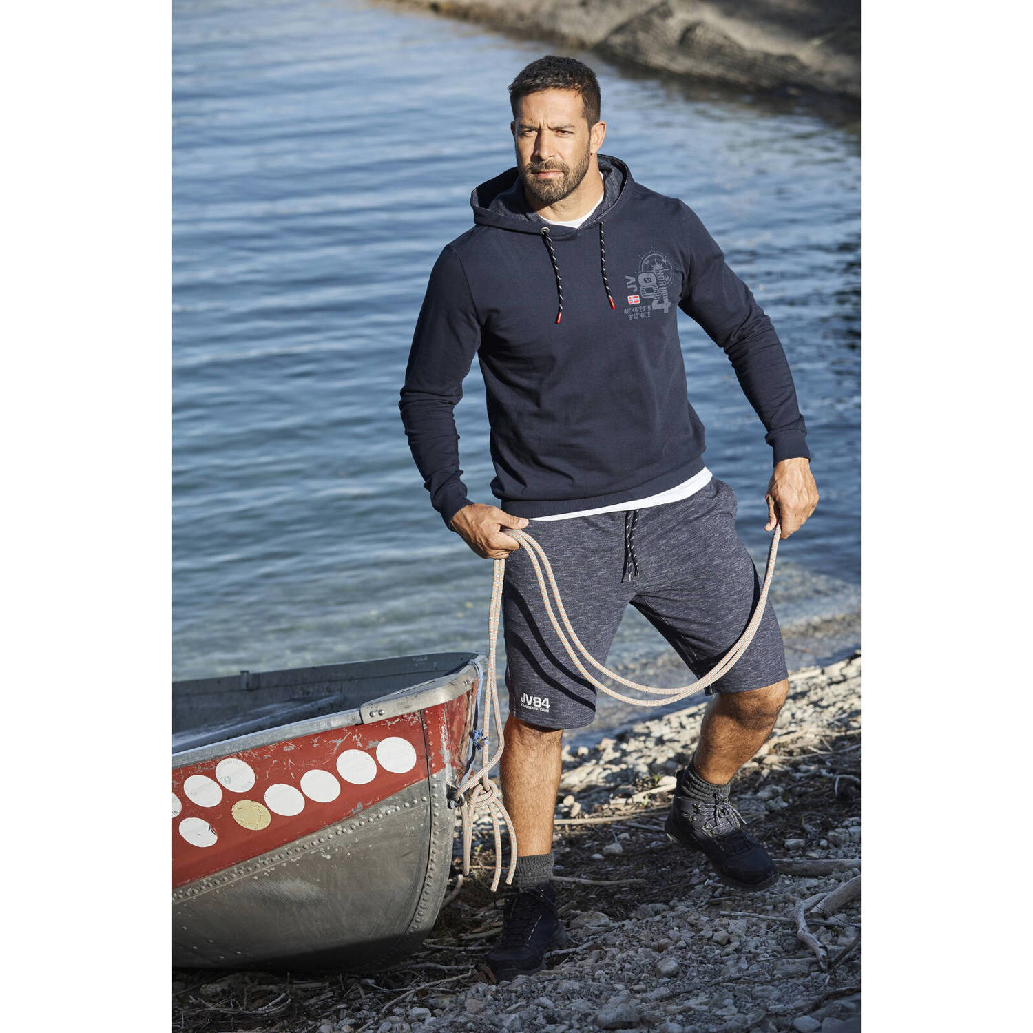 Jan Vanderstorm sweatshort JORNRIK Plus Size donkerblauw (set van 2)