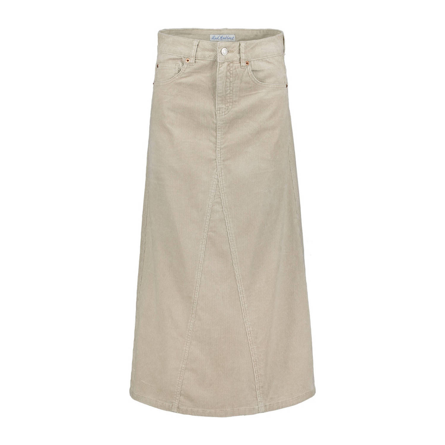 Red Button corduroy maxi rok beige
