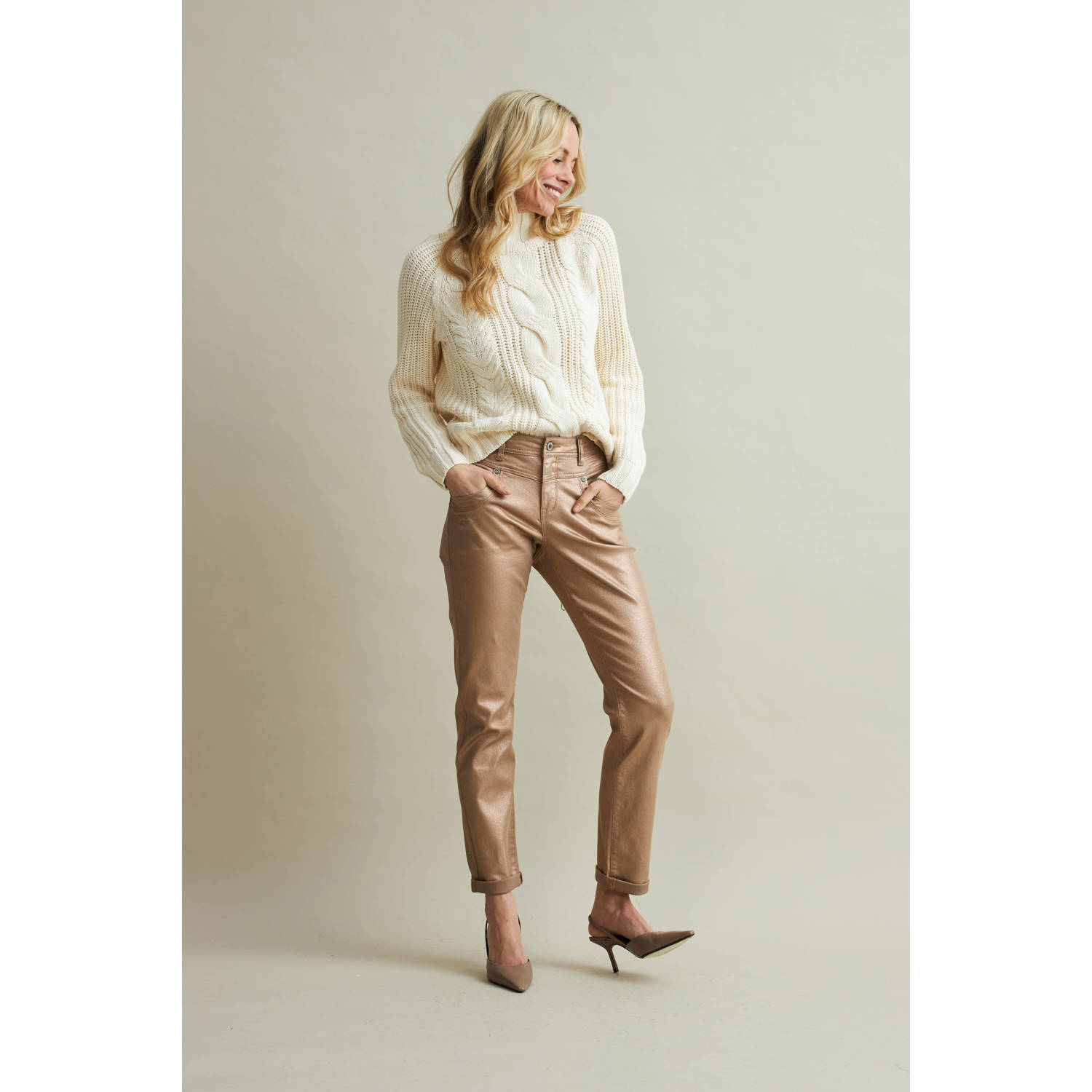 Red Button straight fit broek Relax sparkle goud