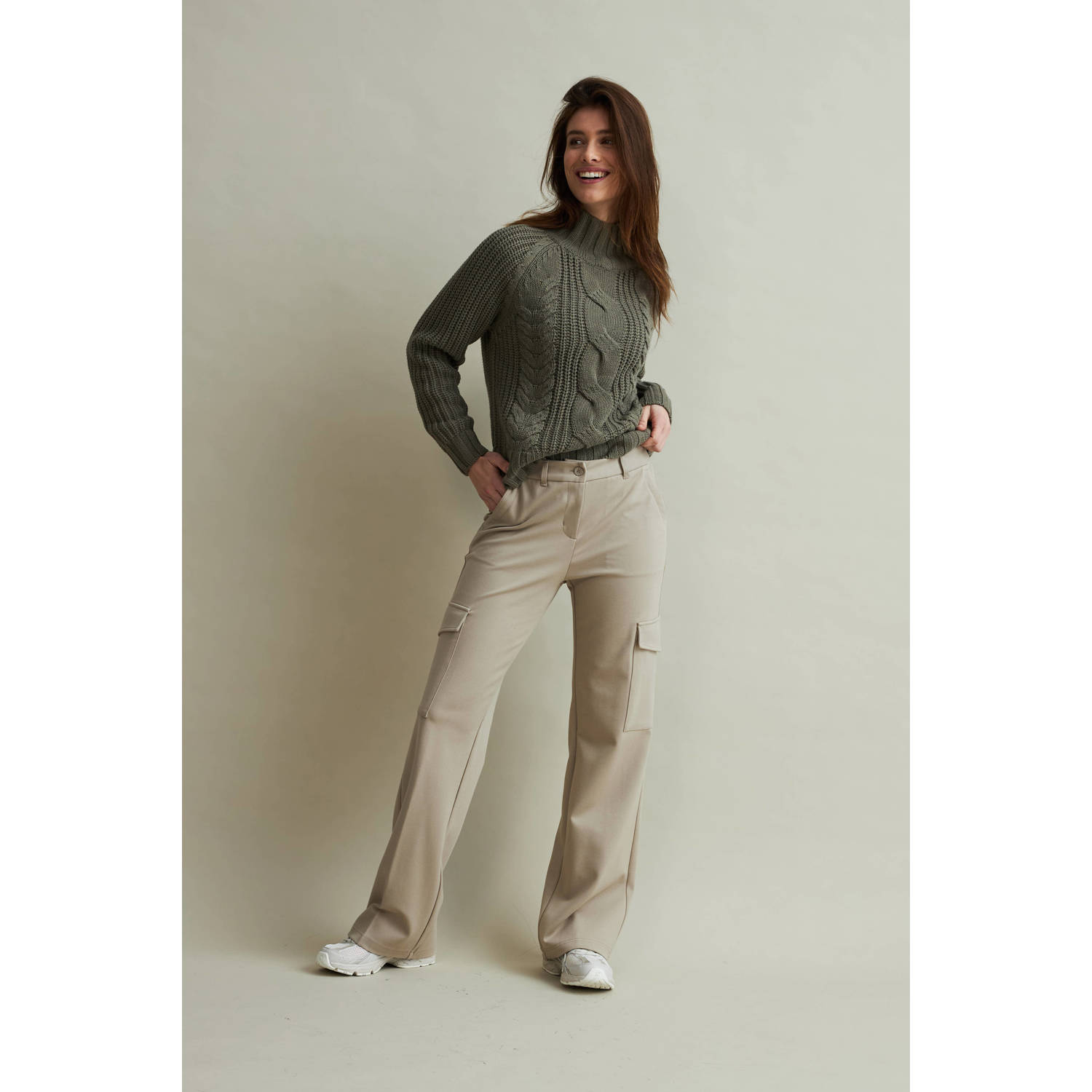 Red Button regular fit broek Colette cargo punta zand