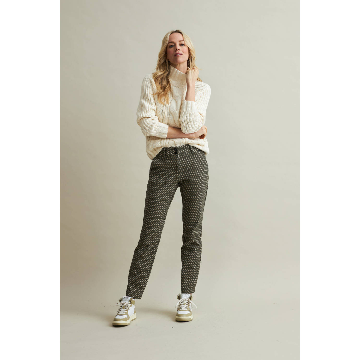 Red Button straight fit broek Diana met all over print zwart