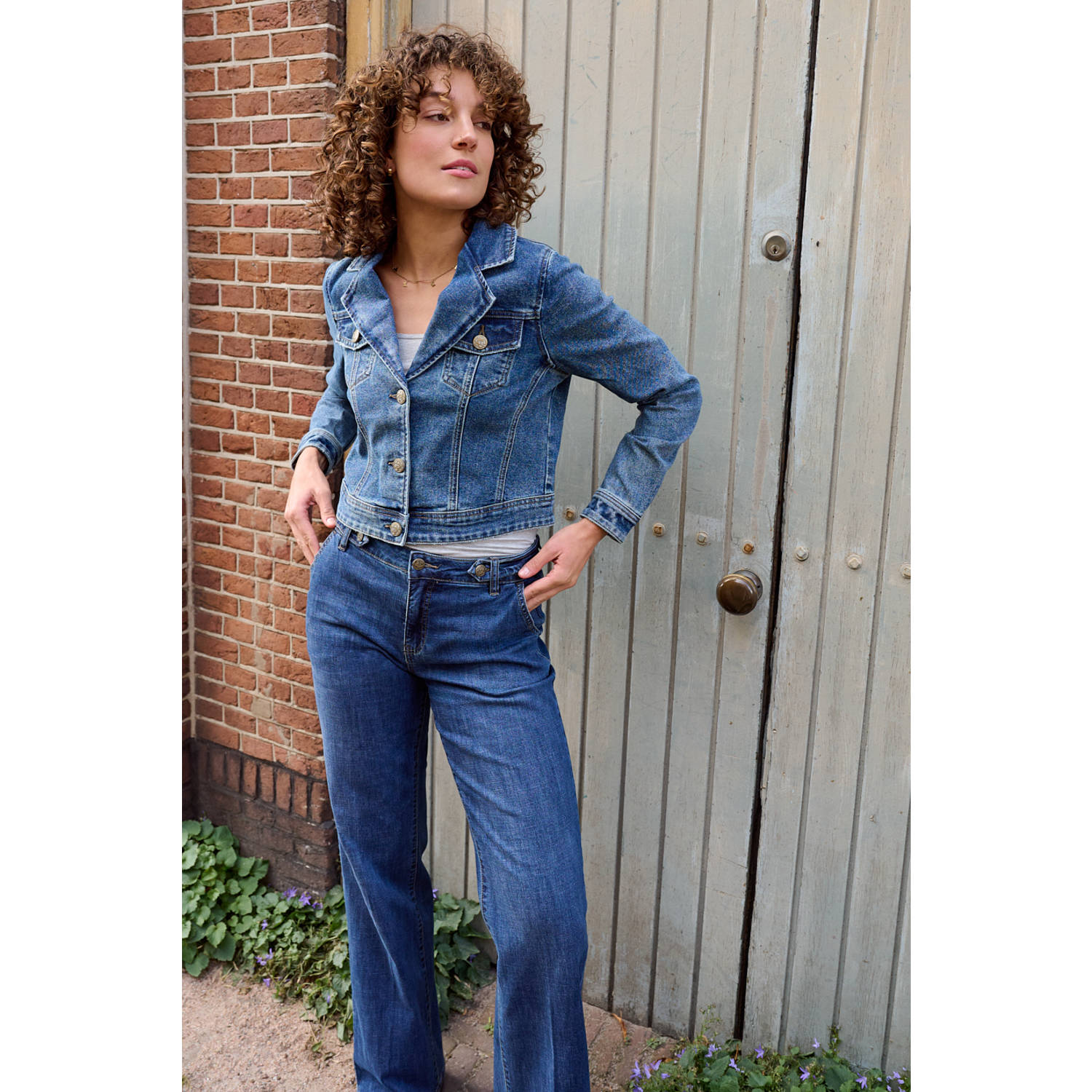 Red Button straight leg jeans Colette & loops dark blue denim