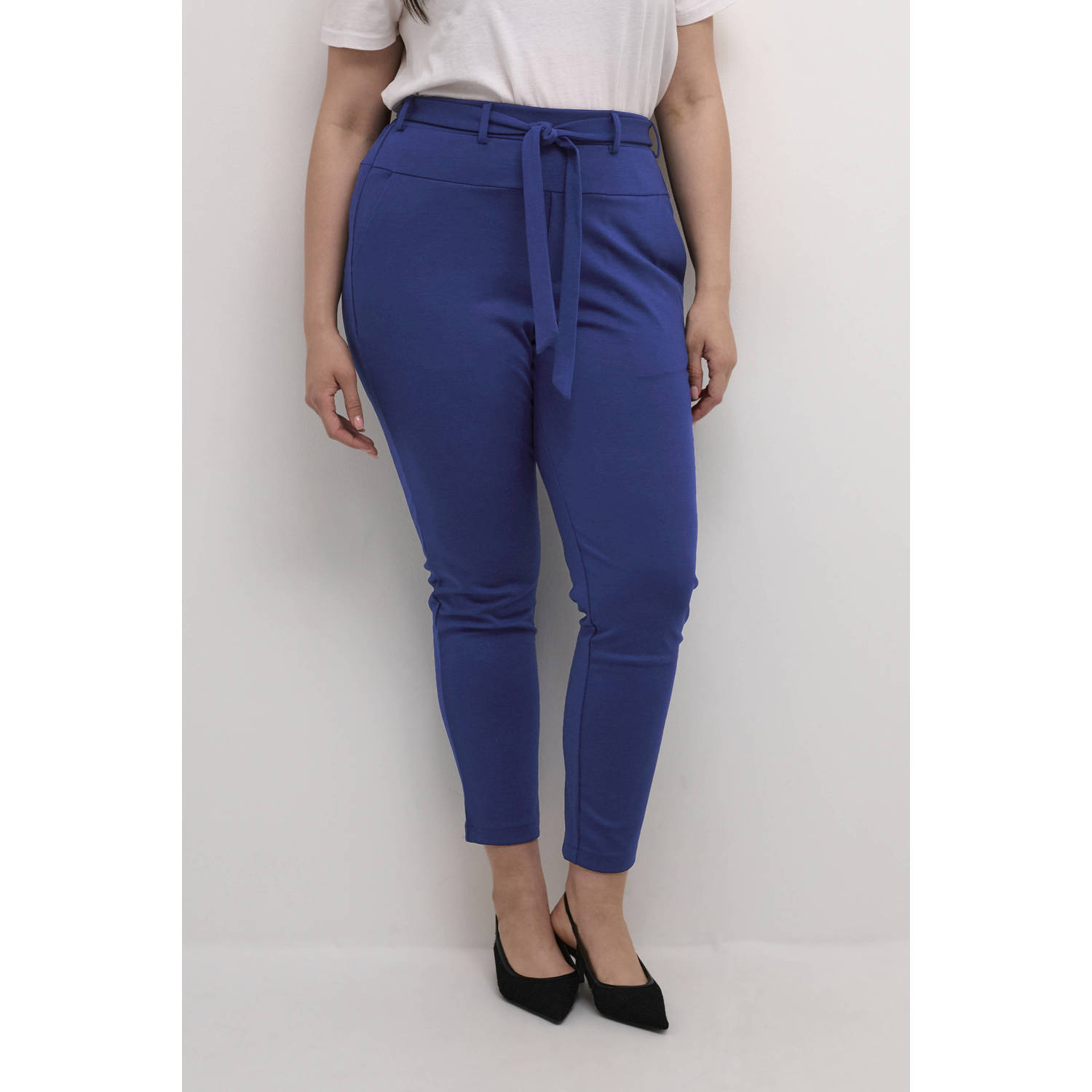 Kaffe Curve high waist regular fit broek blauw