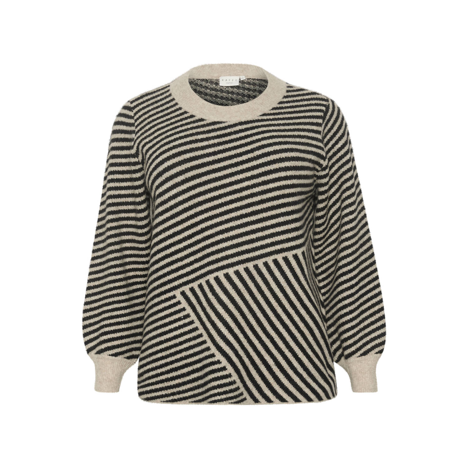Kaffe Curve Veergrijs Melange Gebreide Trui Black Dames