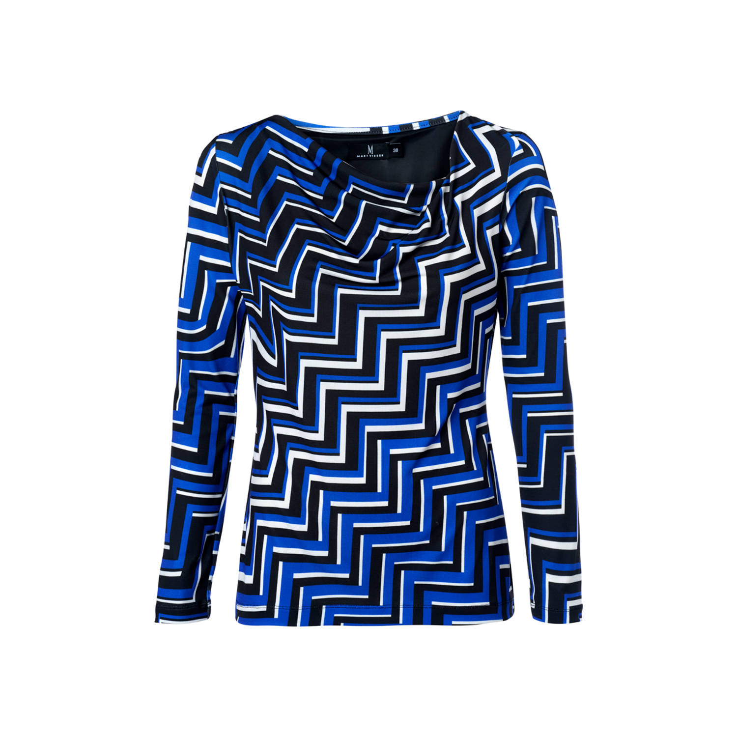 Mart Visser top Caitlin met grafische print blauw zwart