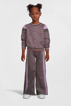 broek met all over print paars