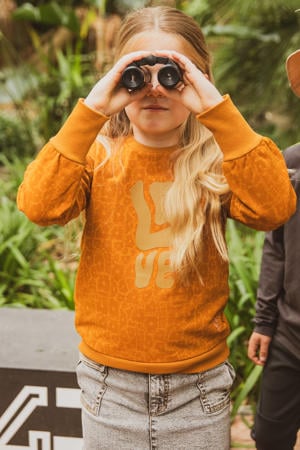Ines sweater met all over print bruin