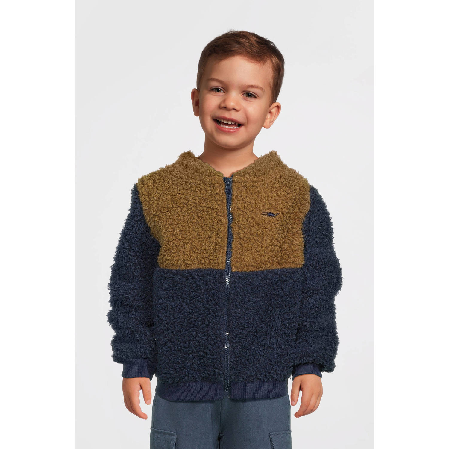4PRESIDENT Rex teddy tussenjas bruin blauw